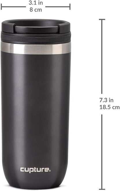 Cupture TWIST-TOP Vacuum-Insulated Stainless Steel Travel Mug, 16 oz, Gunmetal Gray