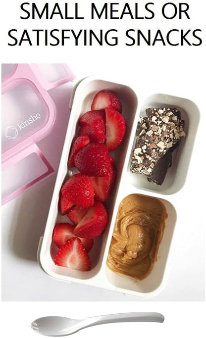 Kids Glitter Snack Container - Mini Bento Lunch-Box, Small Leakproof Container Boxes for Toddlers Girls Snacks Lunches, 3 Compartment - School Daycare Portion Containers, Pink Purple Sparkle Set of 2