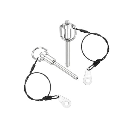 uxcell 1 Pcs Quick Release Pin, 1/4" x 1.57"(Dia. x L) Push-Button Ball Locking Pin 304 Stainless Steel Ring Handle Locking Pin with Wire for Audio Bimini Top Marine, Silver
