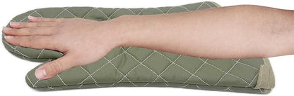 17 Inch Extra Long Heat Resistant Oven Gloves New Cotton Oven Mitts Kitchen Gloves High Temperature Cooking Tool BBQ Gloves (17" Green)