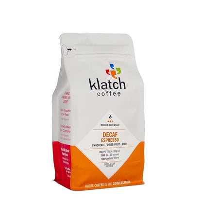 Klatch Coffee Decaf Espresso Medium-Dark Roast, 310 Grams, Whole Bean
