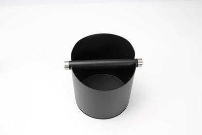 Espresso Knock Box, Stainless Steel Coffee Grounds Knock Box, With Removable Knock Bar and Non-Slip Rubber Base (Black)