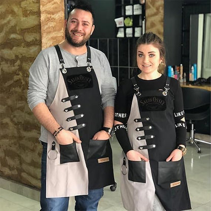 Apron for Women and Men Waterproof Canvas Extra Pocket for Chef Barista Gardening BBQ Grilling Crossback Unisex