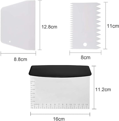 Dough Scraper Plastic Bench Scraper, Dough Scraper Tool Dough Cutter, Flexible Bench Scraper for Making Bread Pizza, 4 PCS