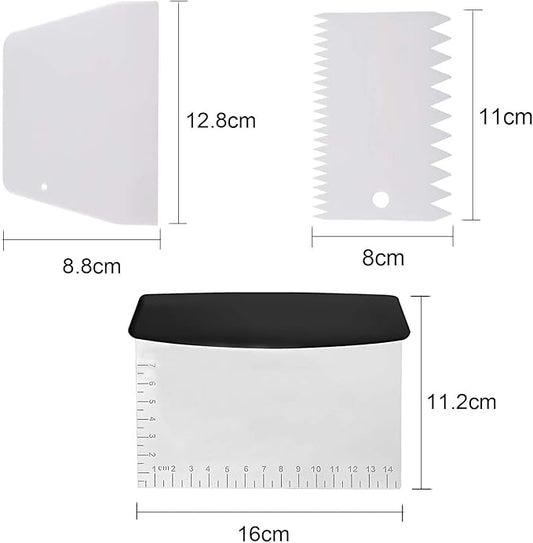 Dough Scraper Plastic Bench Scraper, Dough Scraper Tool Dough Cutter, Flexible Bench Scraper for Making Bread Pizza, 4 PCS