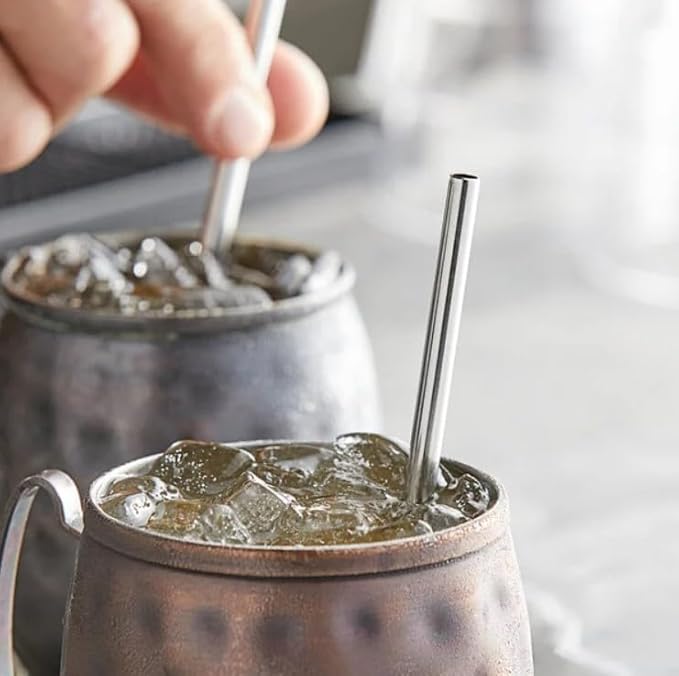 Stainless Steel Short Straws 5 1/2 Inches - 32 pcs - Reusable Drinking Straws - Good for Cocktail, Party, Juices, Ice Coffee