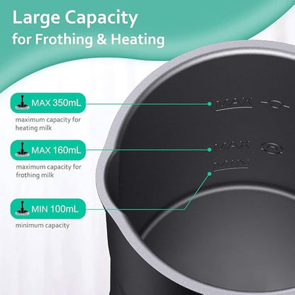 Electric Milk Frother, 4 in 1 Milk Steamer, 11.8oz/350ml Automatic Warm and Cold Foam Maker, Milk Warmer for Latte, Cappuccinos, Macchiato, Hot Chocolate, Coffee, Matte Black