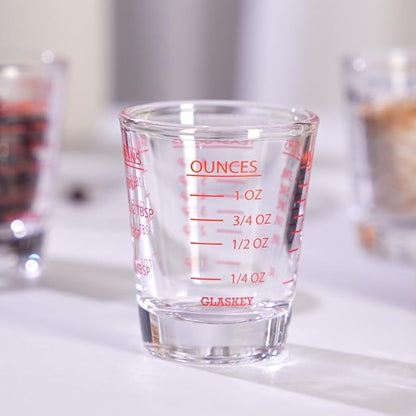 2 Pack Shot Glasses Measuring Cup,Espresso Shot Glass with 4 Kind of Scale (OZ/ML/TSP/TBSP),Dishwasher Safe,Perfect for Coffee,Cocktails and Kitchen Use (Red)