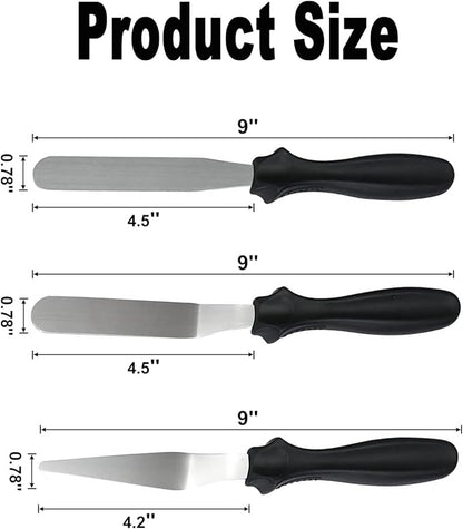 3pcs Small Icing Spatula,Lmoszuak Professional food grade stainless steel cake spatula,with Sturdy & Durable Handle Cake Spatula,Frosting smoother spatulas for cake decorating,Baking(4 inch)