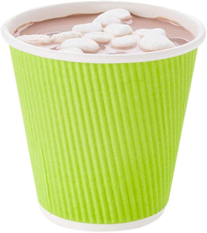 Restaurantware 8 Ounce Double Wall Disposable Coffee Cups, 25 Insulated Light Green Paper Cups with Ripple Wall Design, Lids Sold Separately, For Hot Beverages Like Tea, Hot Chocolate, & More