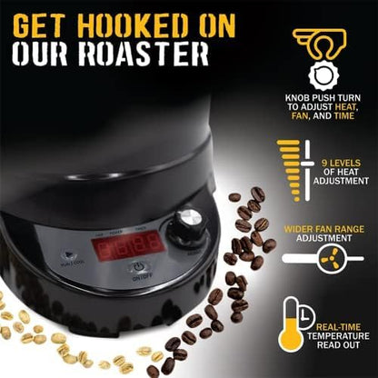 Coffee Roaster Bundle SR540, Glass Extension Tube, Pour Over DIgital Scale, (2lbs) Sample Pack of Green Beans, (2-Pack) Sample Trays, Chaff Brush