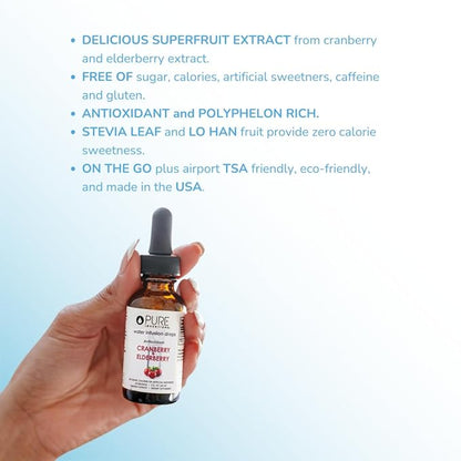 Pure Inventions - Cranberry & Elderberry Water Infusion Drops - Antioxidants & Electrolytes - Health & Wellness Drink -Immunity Support -Sugar Free, Zero Calorie, No Artificial Sweeteners -60 Servings