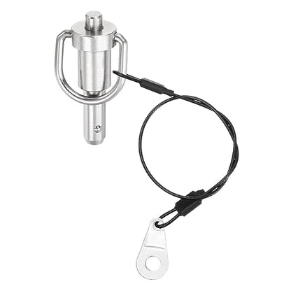uxcell 1 Pcs Quick Release Pin, 5/16" x 0.5"(Dia. x L) Push-Button Ball Locking Pin 304 Stainless Steel Ring Handle Locking Pin with Wire for Audio Bimini Top Marine, Silver