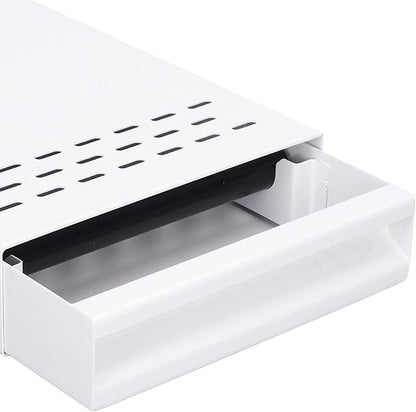 Coffee Knock Box Drawer, stainless steel Coffee Powder Box, Coffee Knock Box with Removable Rubber Strike Wood Pole and Non Slip Base (White)