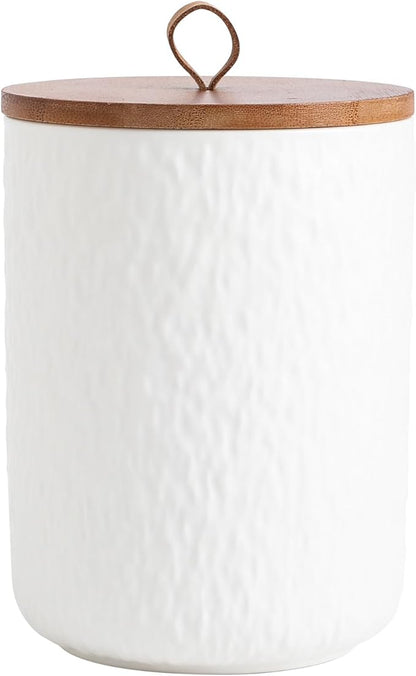 Kitchen Canisters for Countertop, Ceramic Coffee Canisters with Airtight Lids Food Storage Jars Sugar Container for Kitchen Counter Tea, Coffee Beans, Spice (#001White-44oz/1300ml)