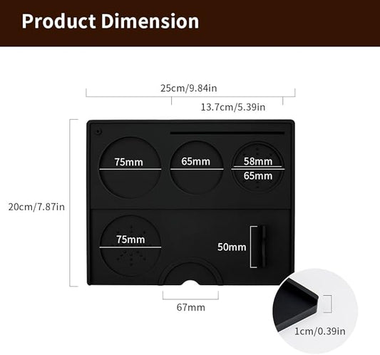 Espresso Tamping Mat - Espresso Tamping Station Food Grade Silicone Coffee Tamper Mat Espresso Accessory for Baristas Home Kitchen Bar Coffee Shop 9.84Inch x 7.87Inch (Black)