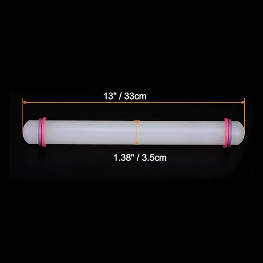 HARFINGTON 2pcs Fondant Rolling Pin 13 Inch x 1.38 Inch Adjustable Guide Rings Non-Stick PP Plastic Fondant Roller Dough Roller Kitchen Decorating Tools for Cookie Pastry Pizza Clay
