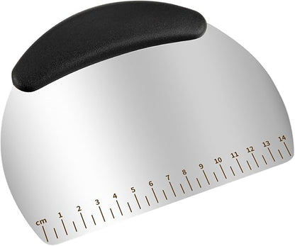 Professional Stainless Steel Dough Cutter and Scraper Combo - 2-in-1 Baking Tool for Bread, Pizza & Pastry | Multi-Use Bench Scraper with Kitchen Utensils Grip (Heavy Duty Dough Tool)