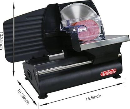 TOOGOOD 7.5" Meat Slicer, Electric Food Slicer Machine with Removable Stainless Steel Blade, Deli Food Slicer for Home Use, Slicing Frozen Meat,Hard Cheese, Ham and Deli,Black