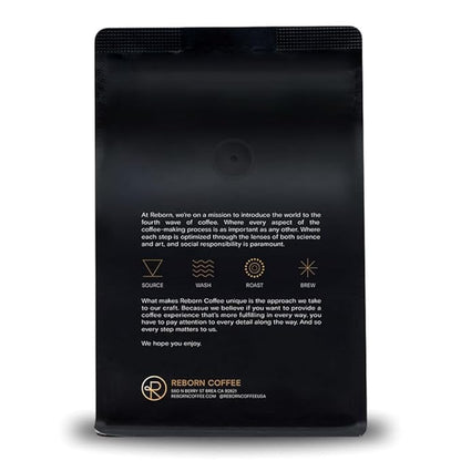 Reborn Coffee Specialty Whole Bean Coffee, Medium Roast, 12 Ounce, Ethiopia Abana Estate Sulladjah, Flavor Notes of Chamomile, Pomegranate, Peach, and Sweet Finish