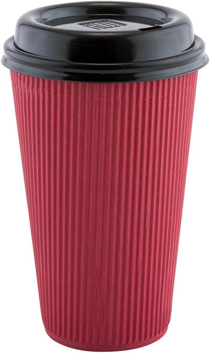 Restaurantware 12 Ounce Double Wall Disposable Coffee Cups, 500 Insulated Crimson Paper Tumblers with Rolled Rim Design, Lids Sold Separately for Hot Drinks like Tea, Hot Chocolate and More
