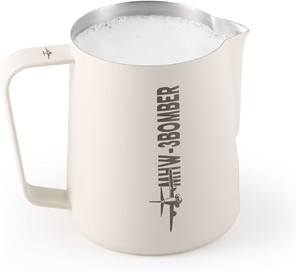 MHW-3BOMBER Milk Frothing Pitcher, 16oz/450ml Milk Frother Cup for Barista, SUS304 Stainless Steel Espresso Steaming Pitchers for Latte Art/Cappuccino/Coffee/Milk, P3028W-OS