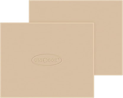 Unicook 2 PCS Pizza Stones Set, 15 x 12 Inch Rectangular Pizza Stone for Oven and Grill, Large Cordierite Cooking Pan for Baking and Grilling, Thermal Shock Resistant, Including Dough Scraper