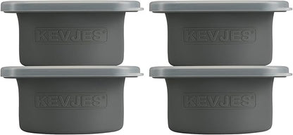 Stackable Silicone Artisan Pizza Dough Proofing Proving Boxes with Air-tight Lids-4pack-500ml Volume for 250g Dough Ball (Space Grey)