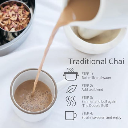 The Chai Box - Chai - Makes 25 Servings - Featured in Oprah's Favorite Things - Premium Traditional Loose Leaf Masala Chai - Black Tea w/Ginger, Clove, Cinnamon, Cardamom, & Fennel - Single-Origin - 2.5oz