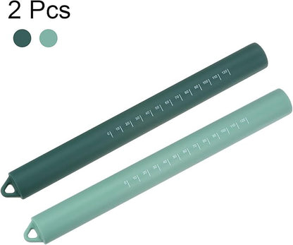 HARFINGTON 2pcs Silicone Rolling Pin 10" Stainless Silicone Surface Non-Stick Stainless Steel Inner Core Dough Roller Kitchen Roller for Baking Pastry Pizza Fondant Bread, Green,Dark Green