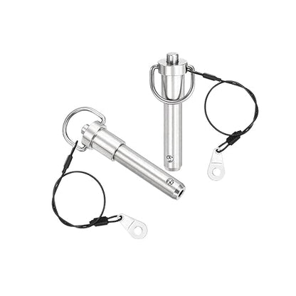 uxcell 1 Pcs Quick Release Pin, 1/2" x 2.52"(Dia. x L) Push-Button Ball Locking Pin 304 Stainless Steel Ring Handle Locking Pin with Wire for Audio Bimini Top Marine, Silver