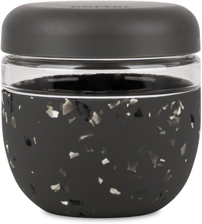 W&P Porter Seal Tight Glass Food Storage Container with Lid, Terrazzo Charcoal 24oz, Leak & Spill Proof Meal Prep Container, Microwave & Dishwasher Safe, Borosilicate Glass