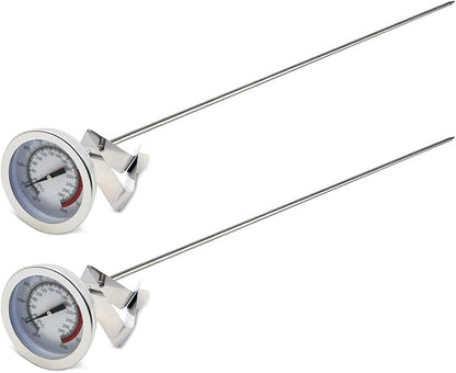 Efeng 15“ turkey fryer thermometer with pot clip (2 Pack), 2" dial candy thermometer with stainless steel clip,oil thermometerr for frying,turkey thermometor deep fryer for cooking tall pots,beef,meat
