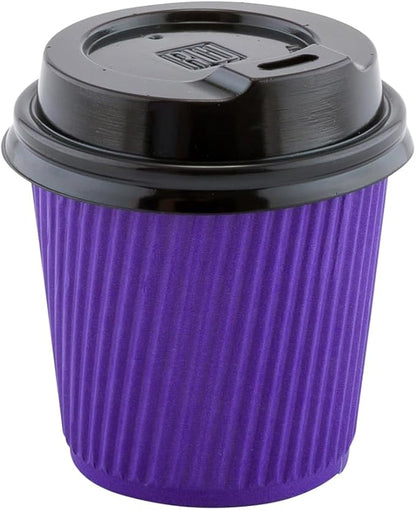 Restaurantware-4 Ounce Ripple Insulated Coffee Cups, 500 Double Wall Corrugated Coffee Cups - Leakproof, Non-Slip, Royal Purple Paper Ribbed Coffee Cups, Recyclable, Matching Lids Sold Separately