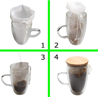 2 Pack Cold Brew Coffee Bag,120 Micro Food Grade Nylon Ultra Fine Mesh, 8.6x5 inch Reusable Cold Brew Coffee Filter with Seamless Bottom, Coffee Maker