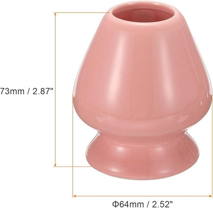 HARFINGTON Ceramic Chasen Stand 73mm Matcha Whisk Holder Teas Set Whisks Stand Traditional Matcha Tea Chasen Holder Tea Set Accessories for Tea Tasting, Pink