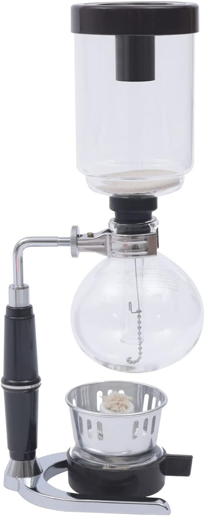 Glass Siphon Coffee Maker, 360ml Tabletop Glass Siphon Pot Glass Syphon Coffee Maker 3 Cups for Coffee Shop|Bar|Home Use, Black