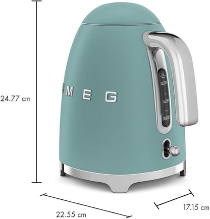 Smeg 50's Retro Style 7-Cup Electric Water Kettle with Automatic Shutoff, Removable Base, and Water Indicator (Jade)
