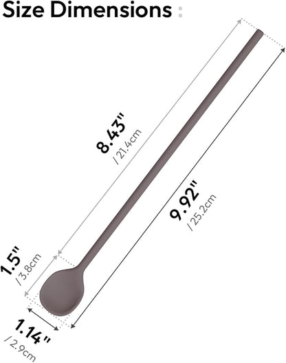 carrotez 9.9" Silicone coffee stirrer, Long Reusable Coffee Spoon for Iced Tea, Multipurpose Beverage Stirring Spoon - Cocoa Brown