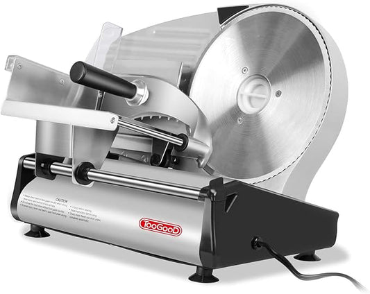 TOOGOOD 8.7" Meat Slicer, Electric Meat Slicer Machine with Removable Stainless Steel Blade, Deli Food Slicer for Home Use, Slicing Frozen Meat,Hard Cheese, Ham and Deli, Silver