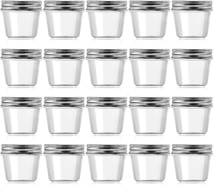 novelinks 4 oz Clear Plastic Jars with Screw-On Lids – Reusable Round Containers for Slime, Food, Spices, Crafts & Kitchen Organization – BPA-Free Storage Jars, 20 Pack