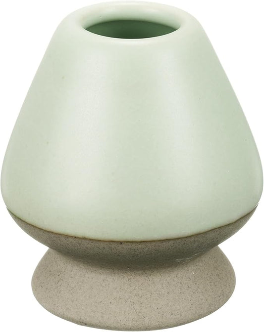 HARFINGTON Ceramic Chasen Stand 70mm Matcha Whisk Holder Teas Set Whisks Stand Traditional Matcha Tea Chasen Holder Tea Set Accessories for Tea Tasting, Beige/Light Green