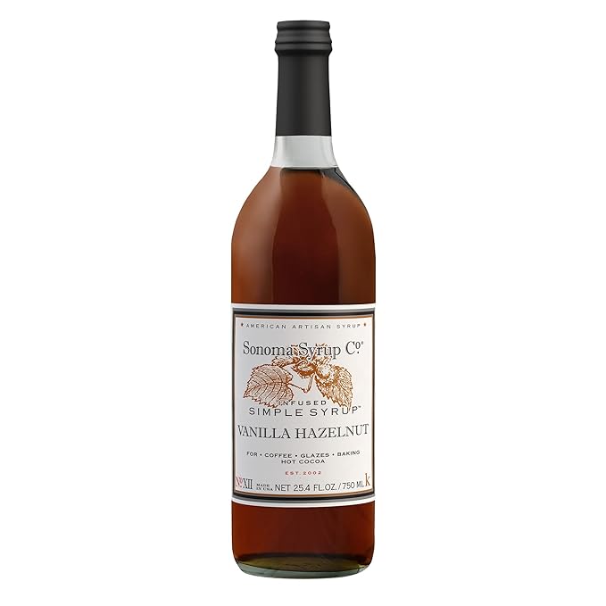 Sonoma Syrup Co Vanilla Hazelnut Syrup, 25.4 Fl Oz for Coffee, Cocktails, and Cooking