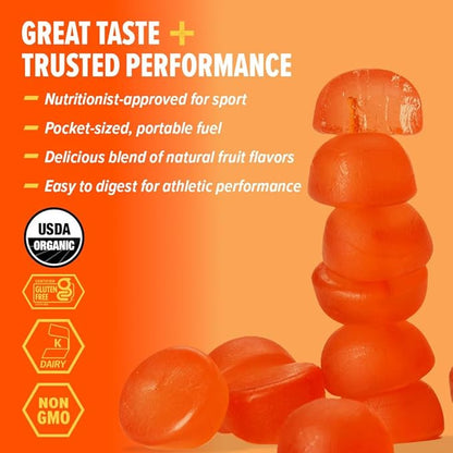 Honey Stinger Organic Orange Blossom Energy Chew, Gluten Free & Caffeine Free, for Exercise, Running and Performance, Sports Nutrition for Home & Gym, Pre and Mid Workout, 12 Pack, 21.6 Ounce