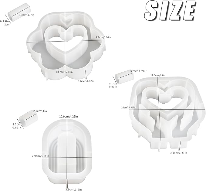 Heart Resin Vase Mold with Test Tube Culture Water Plant Silicone Molds for Crafts Epoxy Resin Casting Mold for DIY Flower Holder Home Office Decor Wedding (Style 1)