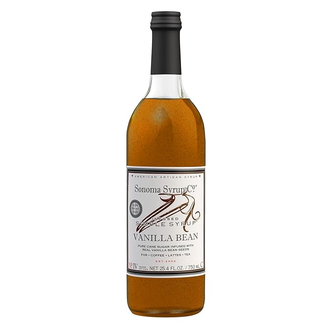 Sonoma Syrup Co. Vanilla Bean Infused Simple Syrup 25.4 fl oz | for Coffee, Tea, and Baking | Hand Crafted in the USA