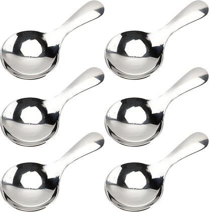 6-Piece Small Stainless Steel Spice Spoons - Canister Scoops for Condiments, Honey, Coffee, Tea, Salt, Jam, Mustard & Ice Cream