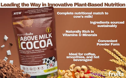 Essenzefruits Cocoa Powder, Non-Dairy Coffee Creamer Mocha, Shelf-Stable Superfood Non-Dairy Powder Creamer, Gluten Free, Non-GMO, Vegan, 8 oz. Bag, Pack of 1