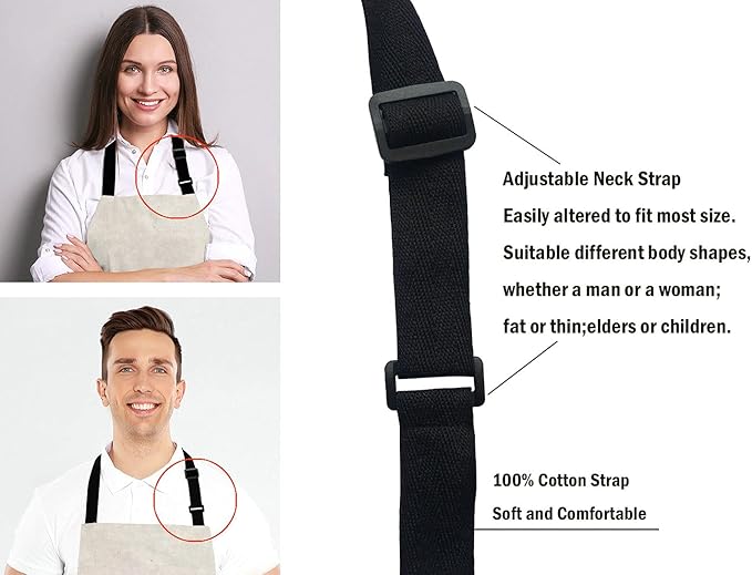 Red and black hand drawn with ink in traditional Japanese Adjustable Bib Apron Kitchen Cooking Baking Gardening Apron for Women Men