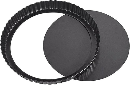 CALIDAKA Tart Pan Non-Stick Carbon Steel Quiche Pan Removable Bottom Pie Pans for baking Quiche Baking Dish(SIZE:8inch)